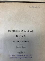 gelb AUE 34, 2 : Briefe an seinen Freund Jakob Auerbach. Ein biographisches Denkmal. Teil 2 (1884)