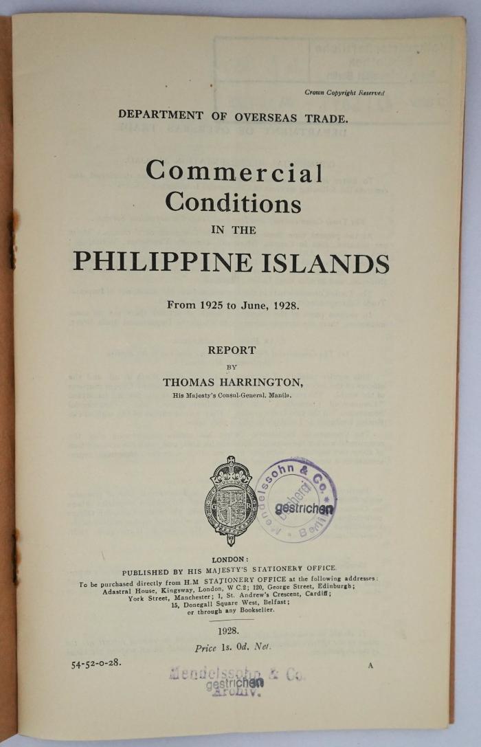 Ief 350 : Commercial Conditions in the Philippine Islands (1928)