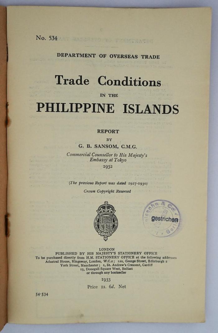 Ief 350 : Trade Conditions in the Philippine Islands (1933)