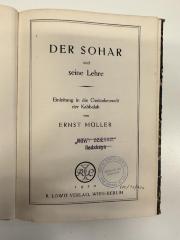 BD 5850 M946(3) : Der Sohar und seine Lehre : Einleitung in die Gedankenwelt der Kabbalah (1920)