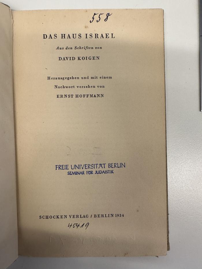 BD 6000 K79 : Das Haus Israel (1934)