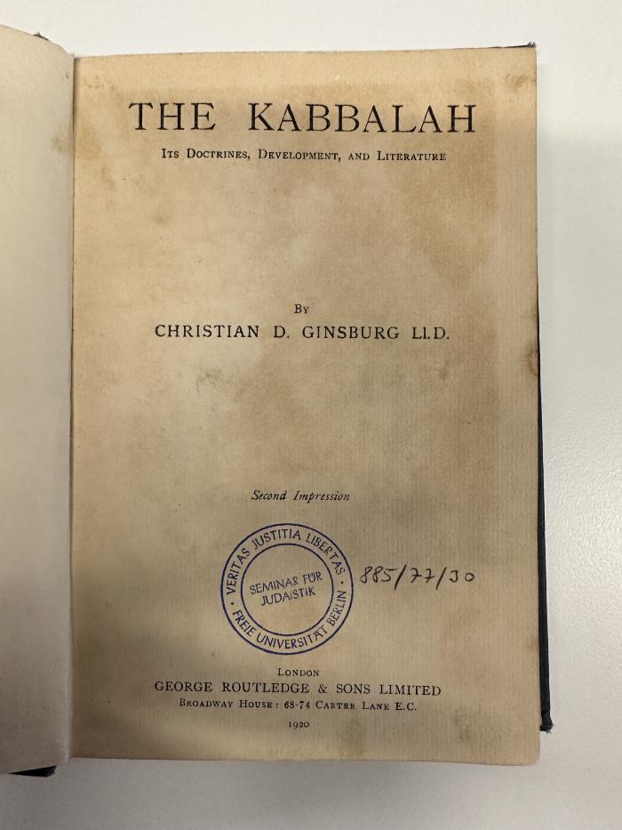 BD 5850 G493+2 : The Kabbalah (1920)