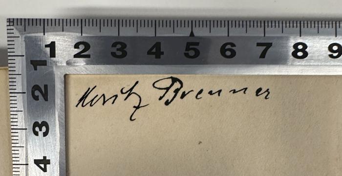 - (Brenner, Moritz), Von Hand: Name; 'Moritz Brenner'. 