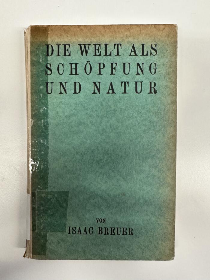 BD 6000 B846 W4 : Die Welt als Schöpfung und Natur (1926)