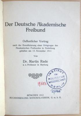 M 513 Rad : Der Deutsche Akademische Freibund  (1912)