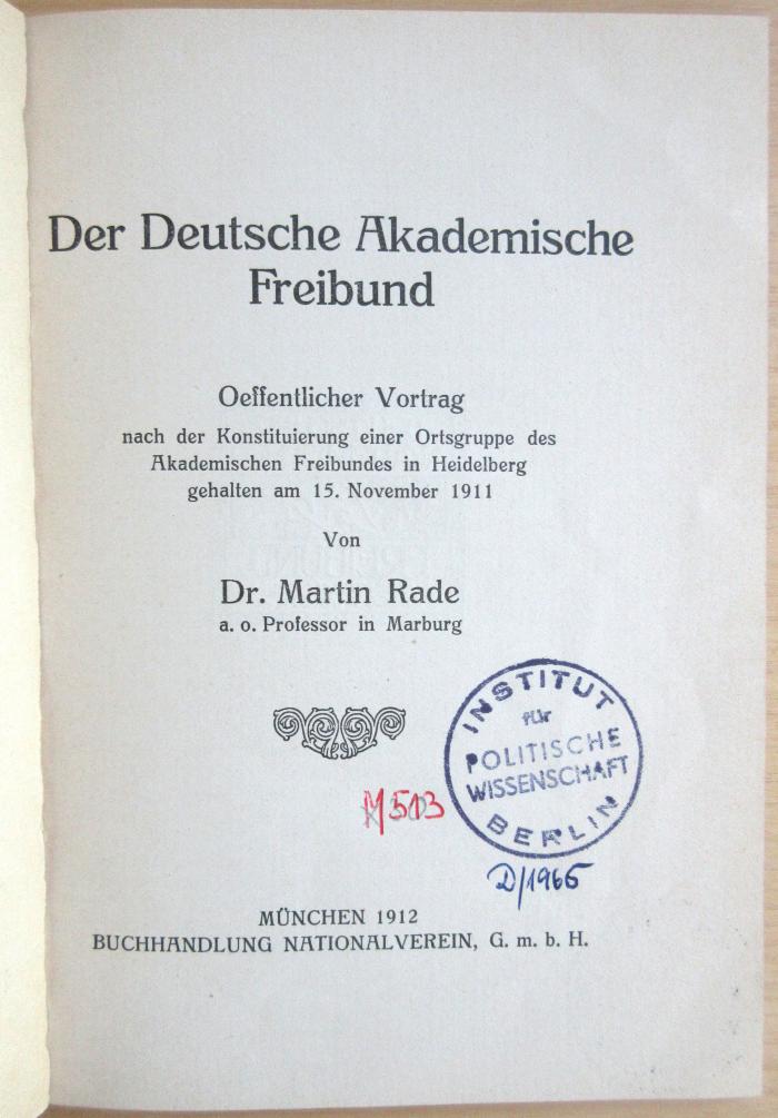 M 513 Rad : Der Deutsche Akademische Freibund  (1912)