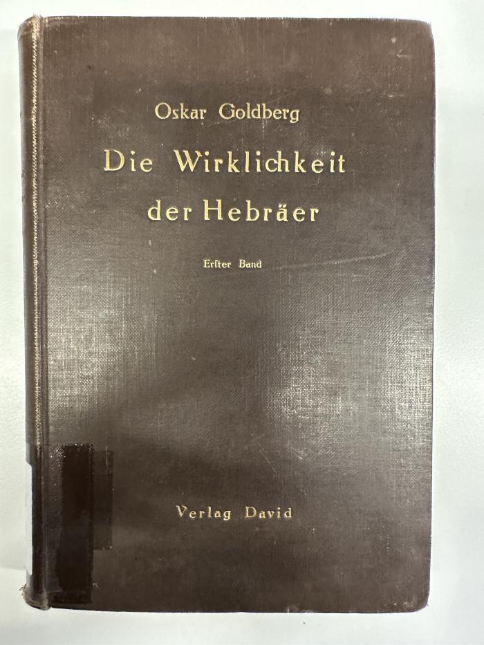 BD 6000 G618 W7 : Die Wirklichkeit der Hebräer. 1, Deutscher Text zur hebräischen Ausgabe (1925)