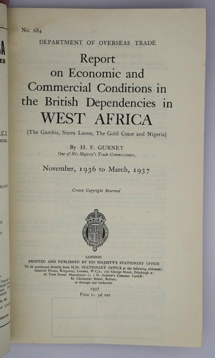 Id 1164 : Report on Economic and Commercial Conditions in the British Dependencies in West Africa (1937)