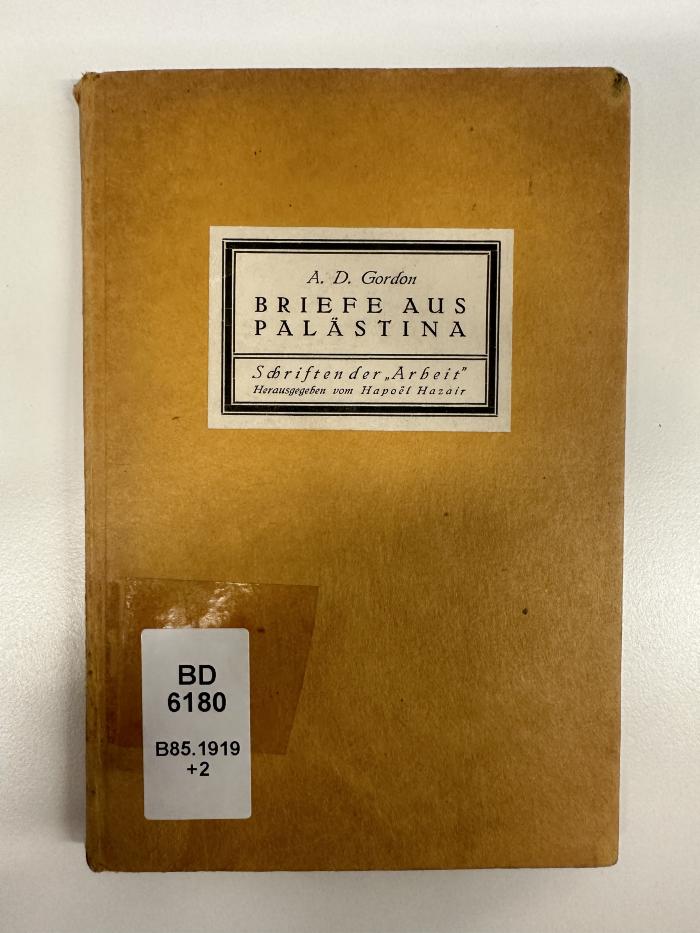 BD 6180 B85.1919+2 : Briefe aus Palästina (1919)