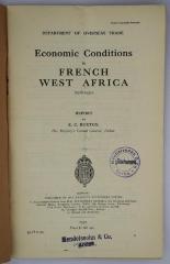 Id 1163 : Economic Conditions in French West Africa (1930)