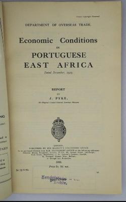 Id 1167 : Economic Conditions in Portuguese East Africa (1930)