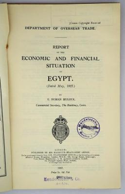 Id 1173 : Report on the Economic and Financial Situation of Egypt (1927/ 1928)