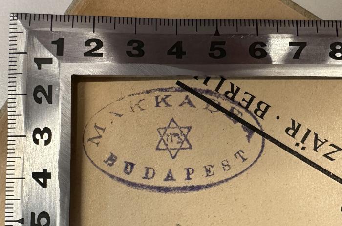 -, Stempel: Ortsangabe; 'Makkabea
Budapest'