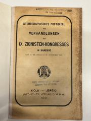 BD 6860 A1 P967-9 : Stenographisches Protokoll der Verhandlungen des IX. Zionisten-Kongresses : in Hamburg vom 26. bis inklusive 30. Dezember 1909. (1909)