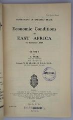 Id 1168 : Economic Conditions in East Africa (1930)