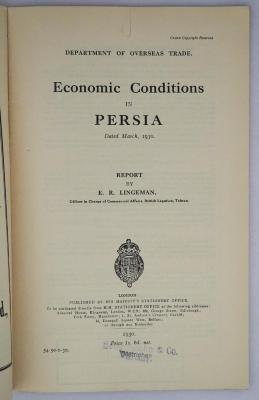 Iee 404 : Economic Conditions in Persia (1930)