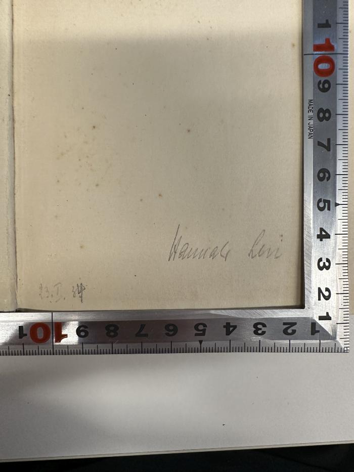 - (Levi, Hannah), Von Hand: Autogramm; 'Hannah Levi
23.I.1934'. 
