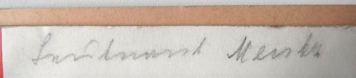 - (Mentz, Eugen), Von Hand: Name; 'Leutnant Mentz'. 