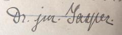 - (Jasper, Dr. jur. Heinrich), Von Hand: Name, Berufsangabe/Titel/Branche; 'Dr. jur. Jasper'. 