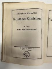 BD 6860 M331-1 : Kritik des Zionismus. 1, Volk und Gemeinschaft (1920)