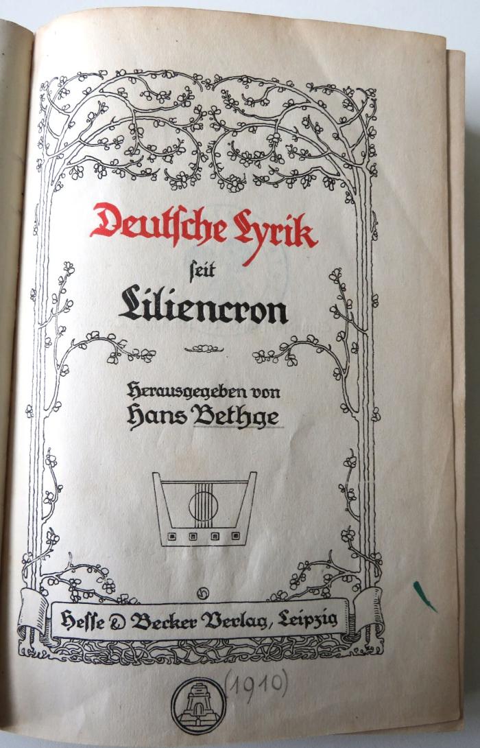 Lit 273/4 : Deutsche Lyrik seit Liliencron. (1910)