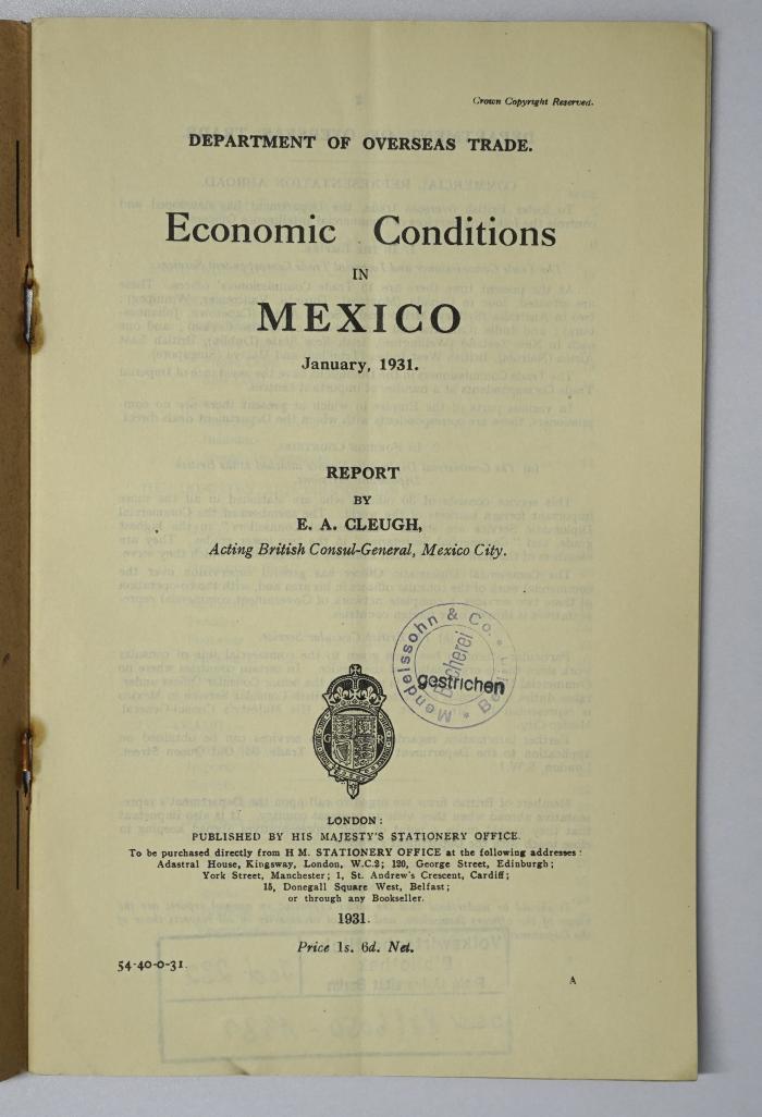 Icd 232 : Economic Conditions in Mexico (1931; 1936)