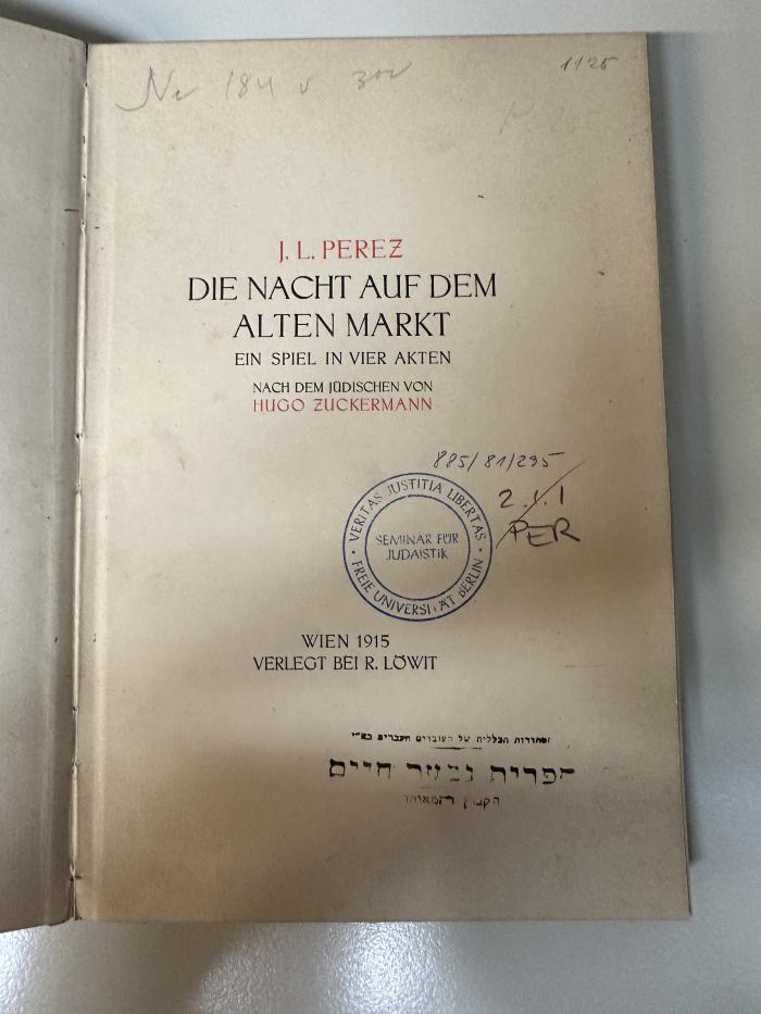 GB M 3665 : Die Nacht auf dem alten Markt : ein Spiel in vier Akten (1915)