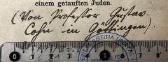 - (Cohn, Gustav), Von Hand: Annotation, Name, Ortsangabe; '( Von Professor Gustav
Cohn in Göttingen ).'. 