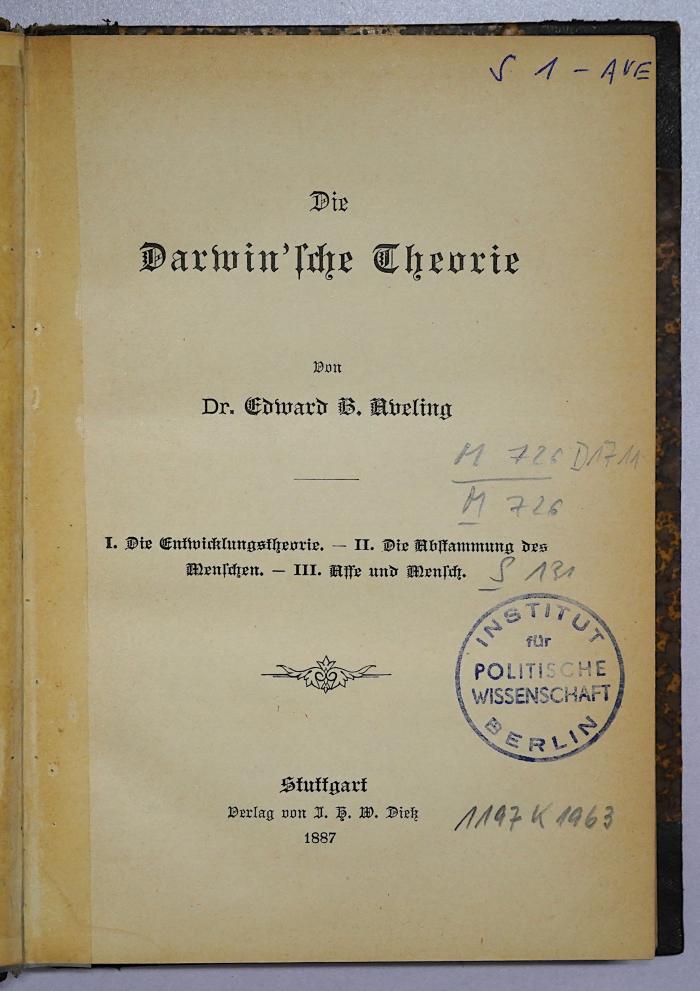 M 726 D 17 11 : Die Darwin'sche Theorie  (1887)