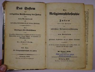 GB M 3772 (ausgesondert): Das System der religiösen Anschauung der Juden und sein Verhältnis zum Heidenthum, Christenthum und zur absoluten Philosophie. Bd. 1, Die Religionsphilosophie der Juden oder das Prinzip der jüdischen Religionsanschauung und sein Verhältniß zum Heidenthum, Christenthum und zur absoluten Philosophie (1842)
