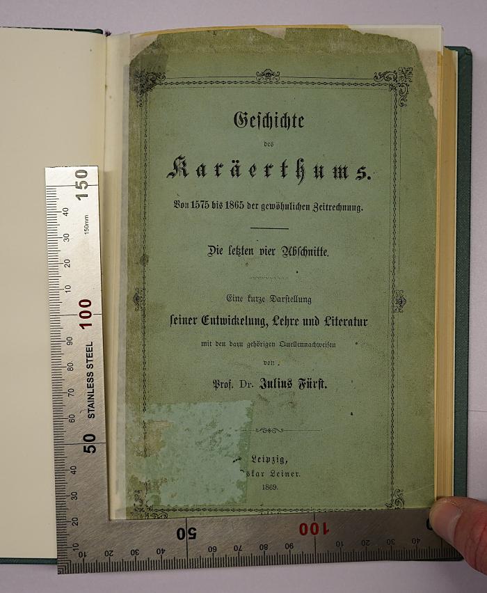 GB M 3765 : Geschichte des Karäerthums. [3], Von 1575 bis 1865 der gewöhnlichen Zeitrechnung (1869)