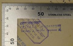 - (Zohar Bookstore), Stempel: Buchhändler, Ortsangabe; 'ZOHAR BOOKSTORE
Tel-Aviv, 3, Nachlat Benyamina St.'.  (Prototyp)