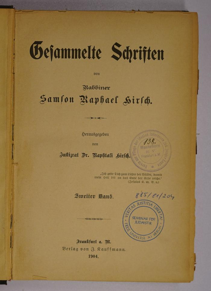 GB M 3678 : Gesammelte Schriften. 2 (1904)