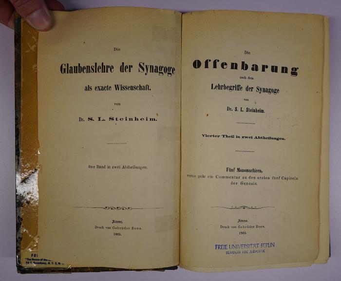 GB M 3683 (ausgesondert): Die Offenbarung nach dem Lehrbegriffe der Synagoge. 4 : Ein Schiboleth (1865)