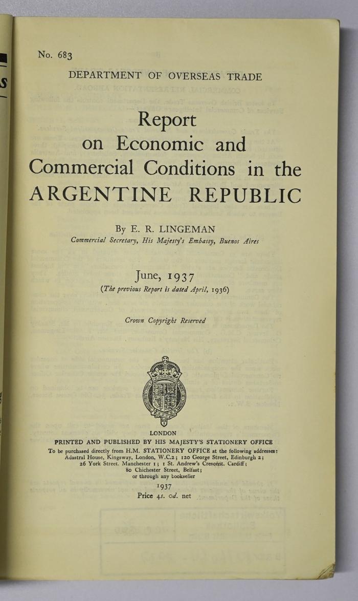 Ice 760 : Report on Economic and Commercial Conditions in the Argentine Republic (1937)