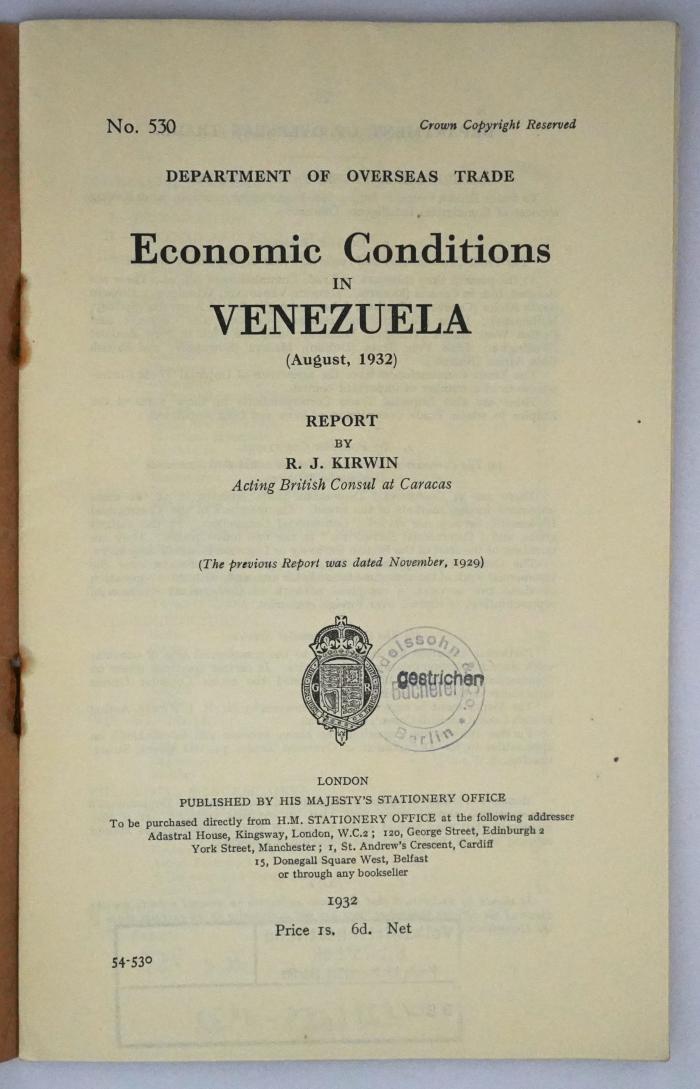 Ice 755 : Economic Conditions in Venezuela (1932)