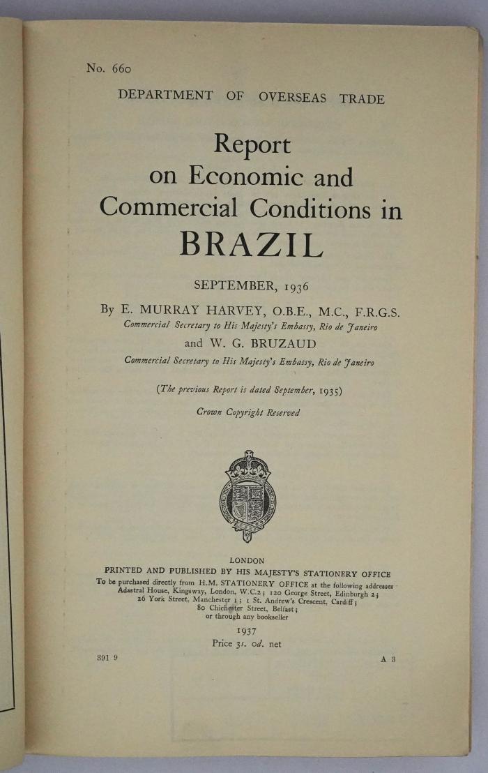 Ice 759 : Report on Economic and Commercial Conditions in Brazil (1937)