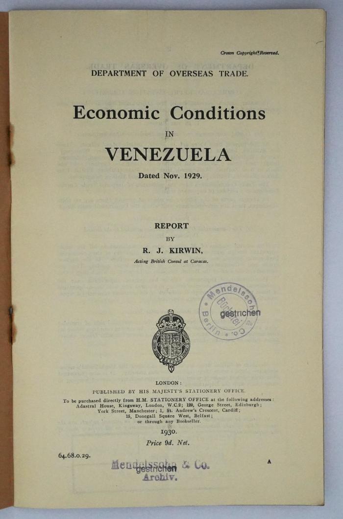 Ice 755 : Economic Conditions in Venezuela (1930)