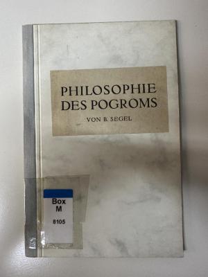 Box M 8105 : Philosophie des Pogroms (1923)