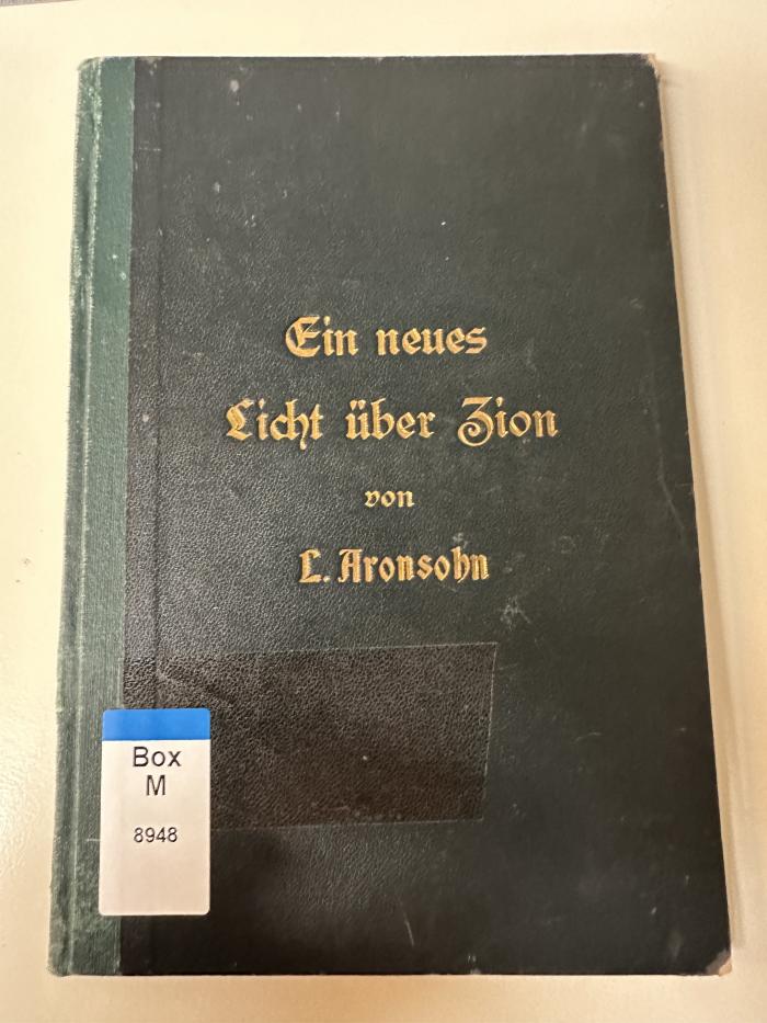 Box M 8948 : Ein neues Licht über Zion. (1904)