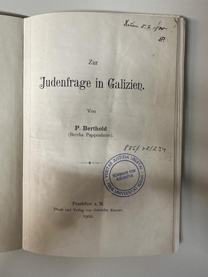 Box M 8380 : Zur Judenfrage in Galizien (1900)