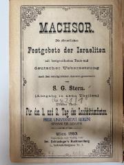 GB M 4394 : Machsor. 5, Für den 1. und 2. Tag des Laubhüttenfestes (1893)