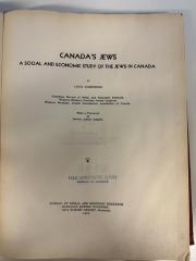 BD 9500 R813 C2 : Canada's Jews : A social and economic study of the Jews in Canada (1939)