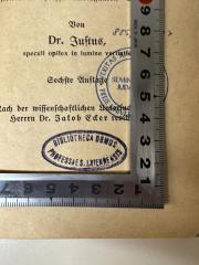 - (Viennensis, S. J.), Stempel: Berufsangabe/Titel/Branche, Ortsangabe; 'Bibliotheca Domus
Professae S. J. Viennensis'. 