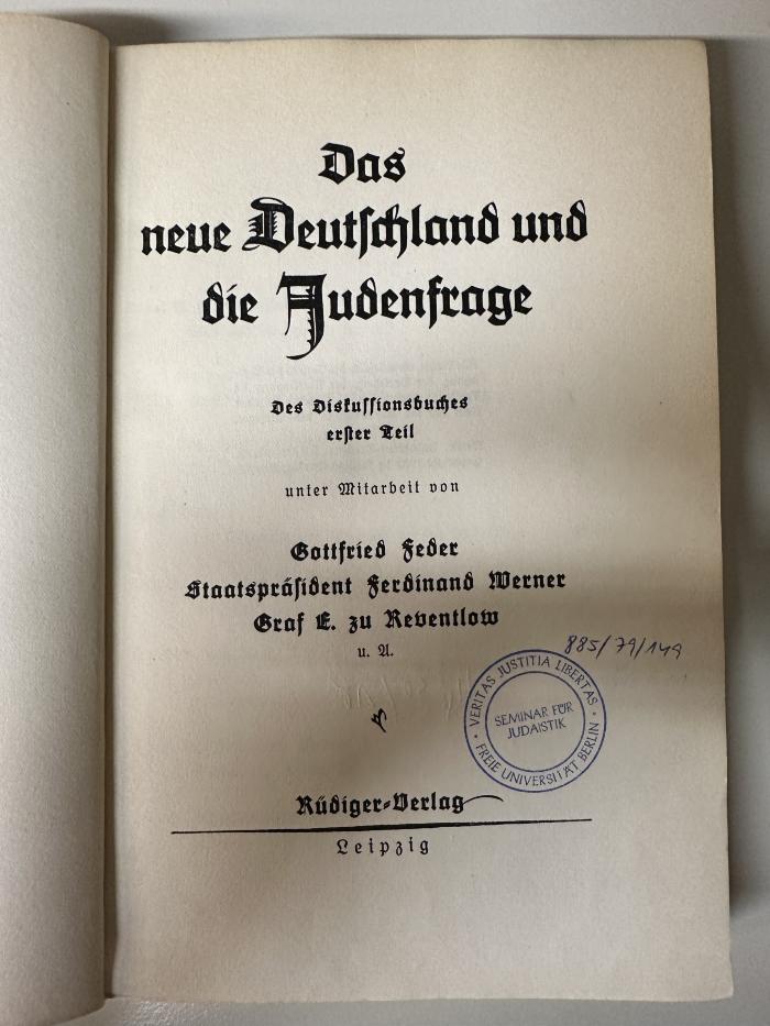 BD 7040 F293 : Das neue Deutschland und die Judenfrage. 1. (1933)