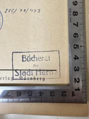 - (Bücherei, Herne), Stempel: Berufsangabe/Titel/Branche, Ortsangabe; 'Bücherei der Stadt Herne'. 