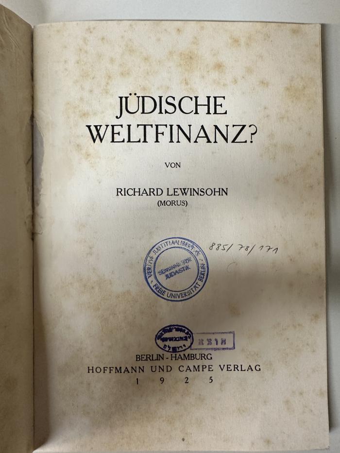 BD 7040 L672 : Jüdische Weltfinanz? (1925)