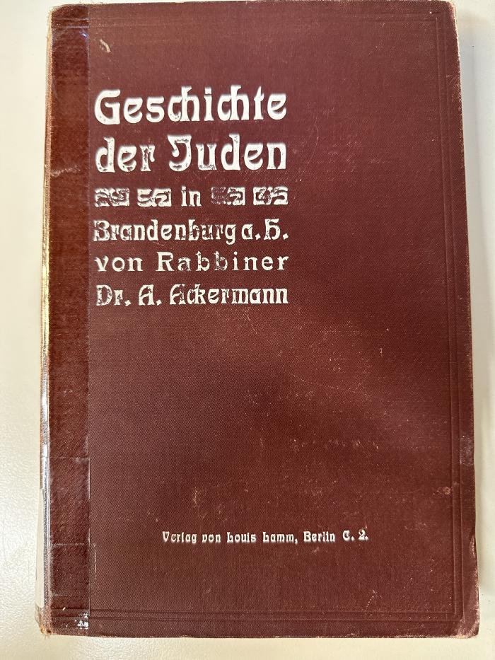BD 9250 A182(.1906) : Geschichte der Juden in Brandenburg a. H. (1906)
