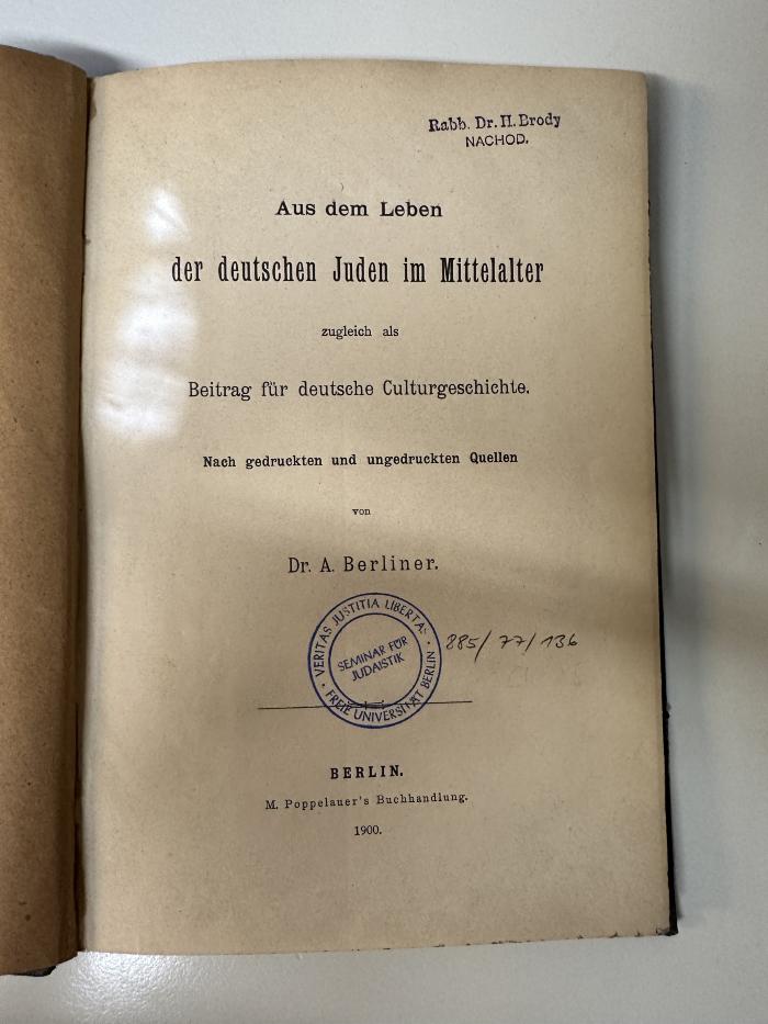 BD 9250 B515 L4+2 : Aus dem Leben der deutschen Juden im Mittelalter (1900)