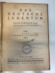 BD 9250 N481 : Das deutsche Judentum : seine Parteien und Organisationen ; eine Sammelschrift. (1919)